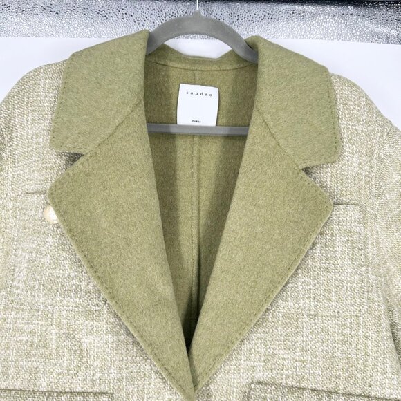 Sandro Farah Green Oversized One Button Blazer Jacket - Picture 4 of 11